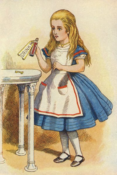 Alice découvre une bouteille marquée « Bois-moi » - John Tenniel